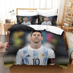 Kerota Messi-pussilakana tyynyliinoilla, MM-kisojen mestarivuodevaatteet vetoketjusulkimella, pussilakana lasten teini-ikäisille Single135x200cm