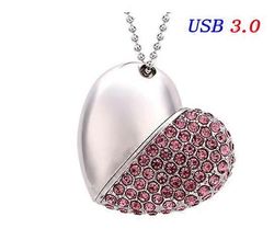 Phwj USB-muistitikku, ensiluokkainen vedenpitävä USB2.0-muistitikku, 8 Gt / 16 Gt / 32 Gt USB-muistitikut Diamond Heart Type nopea tietojen tallenn...