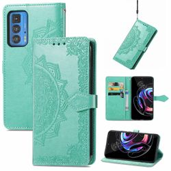 Etui til Motorola Edge 20 Pro Cover Læder Tegnebog Cover Prægning Mandala Magnetisk Flip Protection Stødsikker - Grøn