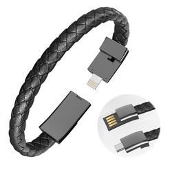 Iphone Android Type-c Telefon Dato Kabler Mini Læder Micro USB armbånd Opladning Data Line Vævet Sync Cord