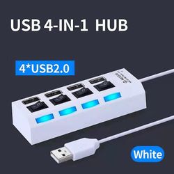 USB 2.0 Hub USB Hub 3.0 Multi USB Splitter Hub Bruk strømadapter 4/7 Port Multiple Expander 2.0 USB-hub med svitsj for PC USB2.0 4-ports (.352)