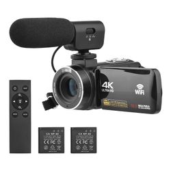4K digitaalinen videokamera WiFi-videokamera DV-tallennin 56MP 18X digitaalinen zoom 3.0 tuuman IPS-kosketusnäyttö musta
