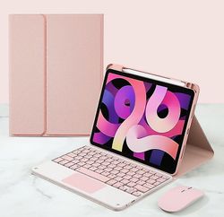 Jying Trådløst tastaturtaske med pegefelt blyantholder til ipad-tastatur med RGB Pink 2021 11