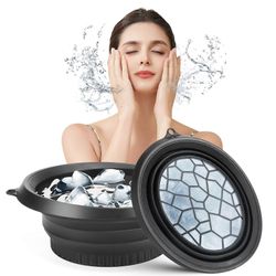 Kokoontaitettava silikoninen kasvokulho sisäänrakennetulla jäätarjottimella, kannettava kotimatka kasvojen ihonhoito jäähoito ihon kiinteyttämiseen...