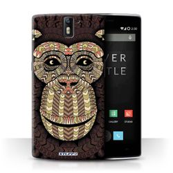 STUFF4 Sag / Cover til OnePlus One / Monkey-Sepia / Aztec Animal Design