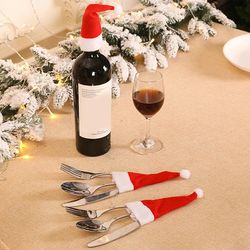 Liltop 10/20pcs Santa Claus Hatte Xmas Service Cutlery Holder Opbevaringspose Bord Decors 10PCS