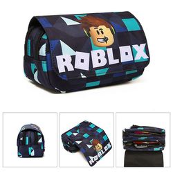 Roblox stor kapasitet blyant tilfelle dobbeltlags penn pose glidelås skrivesaker bag