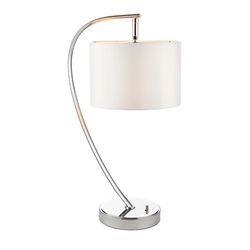 Endon Collection Lighting Josephine 1 Lys bordlampe Bright Nikkel, Vintage Hvid Faux Silk, E14
