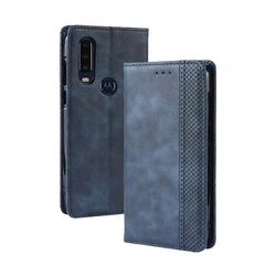 Magneettisolki Retro Crazy Horse Texture Vaakasuora Flip Nahkakotelo Motorola One Actionille, pidikkeellä ja korttipaikoilla ja valokuvakehyksellä ...