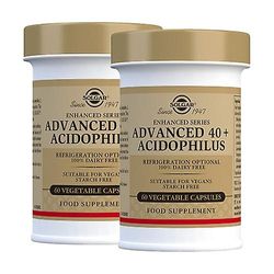 Solgar Acidophilus Advanced 40 + vegan probiotic 2 jars of 60 capsules