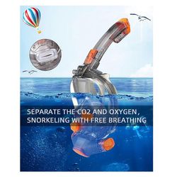 Snorkkelimaski miehille ja naisille, vedenalainen, kokokasvoinen sukellusmaski, snorklausmaskit 180°, huurtumisenesto, vuotojen esto (L/XL) Oranssi...