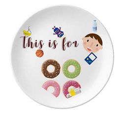 Fire Doughnut Group Dessert Mønster Søn Dessert Plate Dekorative Porcelæn 8 tommer Dinner Home