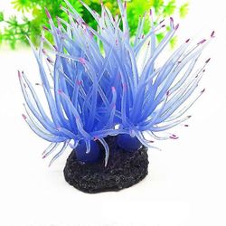 Redkid Akvaariokoralli, keinotekoinen pehmeänmeren vuokkokorallikasvi akvaariokalasäiliön koristeluun silikoniakvaariokoriste, sininen