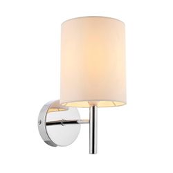 Endon Lighting Endon Brio - 1 lys indendørs væg lys krom, Off White Faux Silk, E14