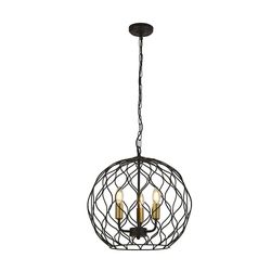 Searchlight Lighting Finesse 3 Let Rundt Bur Loft Vedhæng - Sort med Guld lampeholdere