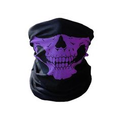 Kissqiqi Skull Ansigtsmaske, Hals Gaiter Sømløse Tørklæde Bandanas Sort lilla