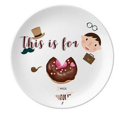 Heart Chokolade Doughnut Dessert Sweet Food Far Dessert Plate Dekorative Porcelæn 8 tommer Dinner Home