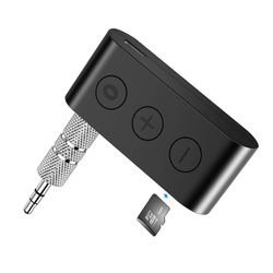 3 i 1 Bluetooth 5.0 trådløs adapter Bluetooth-mottaker 3,5 mm lydkontakt TF mp3-kortleser mikrofonanropsstøtte bilmonteringssett høyttaler