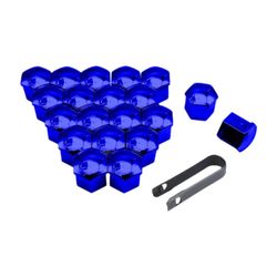 20x Yleiskäyttöiset Auton Pyöränmutterien Suojukset Siniset Irrotusklipsi Suojakorkit Yleismalliset 21mm