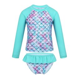 AIR Baby langærmet Fiskeskalaer Mønster Badetøj Cyan 6 År Gammel