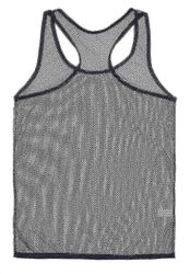 Miesten verkko nähdä hihattoman säiliöliivin läpi toppi pelkkä alusvaatteet Musta L