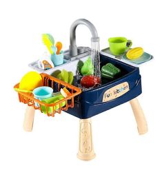28kpl Tiskiallas lelut lasten sähköinen astianpesukone lelu automaattinen vesikiertojärjestelmä sininen