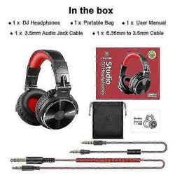 Langalliset studiokuulokkeet stereoammattilainen dj-kuulokemikrofoni, jossa on mikrofoni korvanäytöllä kuulokkeet bassokuulokkeet Pro-10 punainen