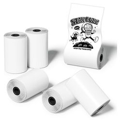 6-rulls mini lommeskriver klistremerkepapir, 30 x 57 mm selvklebende termisk papir for lommeskriver Hvit