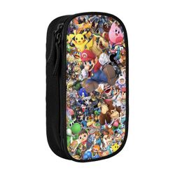 Super Smash Bros Ultimate -kynäkotelo, monikäyttöinen kynäkotelo, suuren kapasiteetin kestävä kynäpussin säilytyskynän säilytys Kynäpussin järjestä...