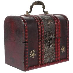 Puinen aarrearkku kahvalla Muistoesine Puukotelo vintage merirosvoarkku valokuvarekvisiitta 15.00X13.00X10.00CM