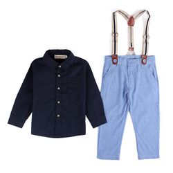 Liltop Kids Boy 2pcs Sæt Shirt og Bib Pants Party Outfit Tøj Som billedet viser 5-6 Years