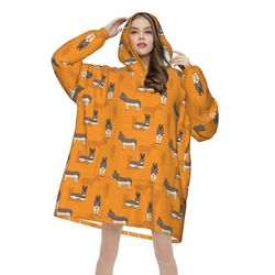 Hauska sarjakuva aasikuvio Käytettävä peitto Huppari naisille Miehet Flanellipeitot Hupullinen peitto