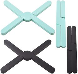 Linkrunning Sæt med 4 foldbare silikone trivets i form af et kryds