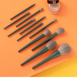 11 Makeup Børster Sæt Makeup Tools Loose Pensler for begyndere Mørk grøn