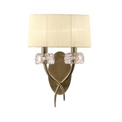 Inspired Lighting Loewe væglampe skiftet 2 lys E14, antik messing med fløde skygge