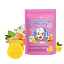 60kpl kurkuman puhdistuslappuja tummiin pisteisiin, Kojic Acid Exfoliating &; Cleansing Pad vaaleanpunainen