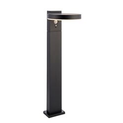 Endon Collection Lighting Ebro Moderne Solar Powered Dæmpbar LED Runde pullert lampe tekstureret sort, PIR Motion &Day Night Sensorer, Varm Hvid, IP44