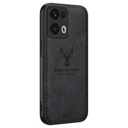 varten Oppo Reno13 Pro 5G kotelo hirvikuvio kangas tekstuuri PU nahka hybridi puhelimen kansi - musta Monivärinen Black