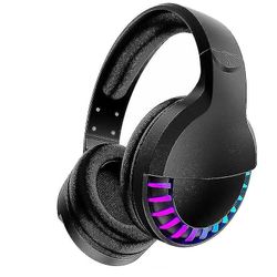 Coosilo Rgb Gaming Headset og Mic trådløse Bluetooth-hovedtelefoner til telefoner / pc / ipad / mac sort
