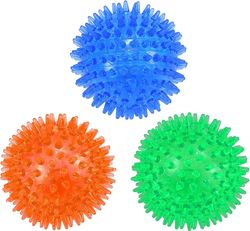 3-pack Squeaky Dog Ball Leksaker, hundar Tugga Spiky Ball Tänder Rengöring För Små och Medelstora Hundar