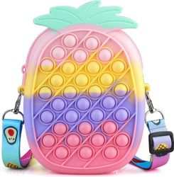 Baicccf Pop olkalaukku kukkaro fidget aistilelut, värikäs ananas? Crossbody laukku Push It Pop Bubble söpöt koulutarvikkeet reppu lievittää stressi...