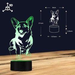 Wekity Shxx 3d Illusion Night Light Corgi Dog 3d Optinen illuusio Yövalo Moderni pöytä Visuaalinen lamppu sisustus Eläin lemmikkikoira Pentu johti ...