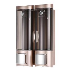 Manuaalinen käsisaippua-annostelija seinälle, kaksinkertainen nestemäisen shampoon ja suihkugeelin annostelija hotellille, 200 ml x 2 samppanja/kulta