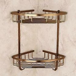 Vidric Bath Kulmahylly Antiikkipronssinen kylpyhuone Suihkuhylly Shampoopidike Hyllyhyllyt Säilytyshyllyteline Kylpyhuoneen korin pidike 2 Taso D