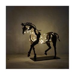 Hest Skulptur Metal Led Animal Skulptur Hjem Restnt Rat