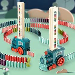 70% rabatt på 70% Off-domino Train, Domino Blocks Set, bygging og stabling av leketøy Blå 120 block