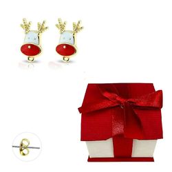 BodyJewelryOnine Holiday øreringe studs forgyldt emalje rensdyr gaveæske inkluderet