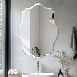 koristeellinen seinäpeili hilseilevä kehyksetön viistetty reunalasi turhamaisuuspeili kylpyhuoneeseen olohuone makuuhuone elävä peili 50x70cm