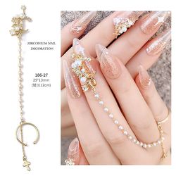 Manicure Zircon smykker søm kæde vedhæng med metal diamant 18627