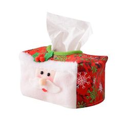 Yunshu Christmas Santa Mønster Tissue Indehavere Box Cover Desktop Dekoration rød